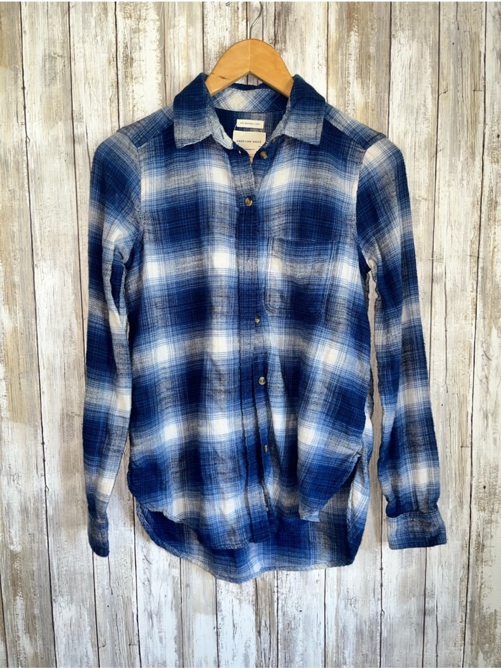 American Eagle Ahh Mazingly Soft Plaid Flannel Shirt XS Boyfriend Fit - Picture 1 of 4